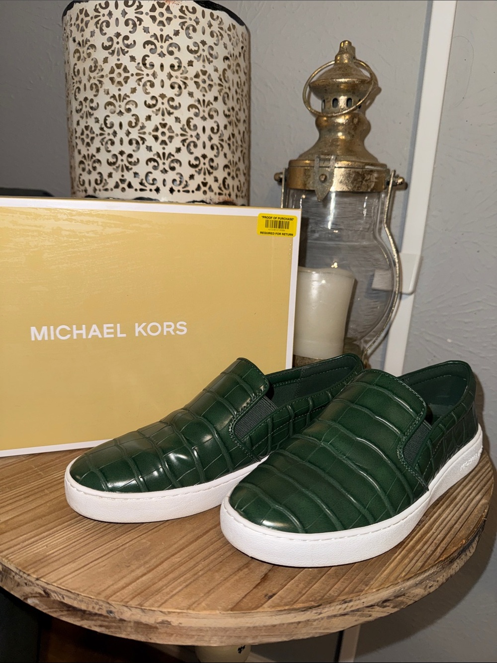 Michael Kors Dark Green Slip-On Sneakers